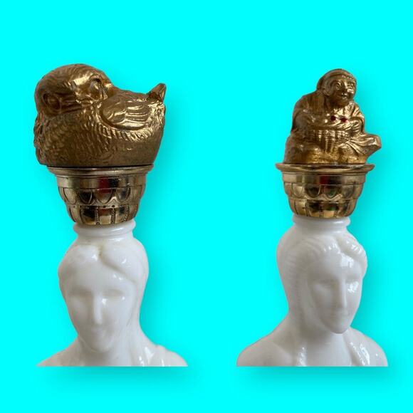 Grecian Godesses Headresses Altered Bottle Art Assemblage Birds Buddha Elephant - Picture 2 of 7